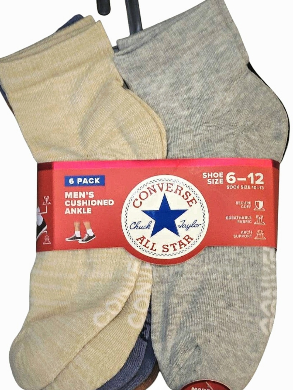 Converse 6-PK Cushioned Ankle Socks